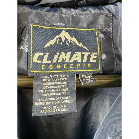 Climate Concepts Girls Blue Hooded Purple Metallic Unicorn Puffer Jacket S 6/6x - Picture 2 of 2